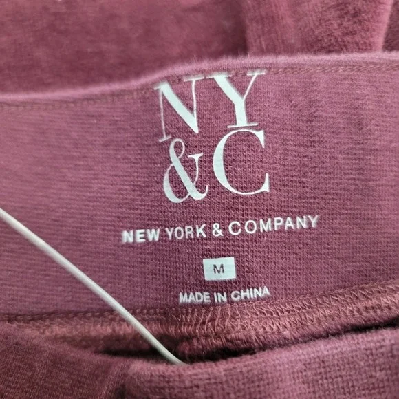 NY&C Velour Sweatsuit Sz M Burgundy Zip Hoodie Wide Leg Pants Set Y2K Athletic - Picture 6 of 14